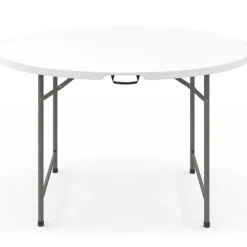 Table pliante d'appoint portable ronde 122 cm camping ou réception avec housse blanche