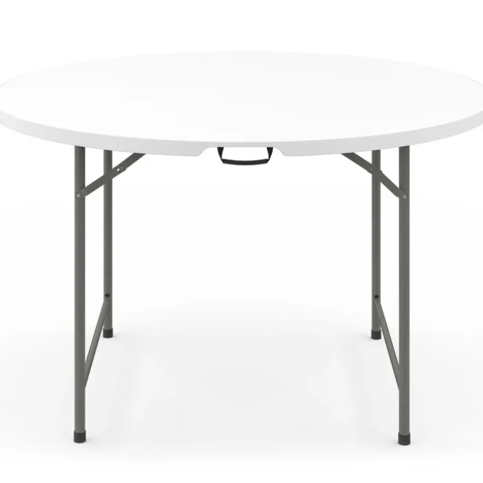 Table pliante d'appoint portable ronde 122 cm camping ou réception avec housse blanche