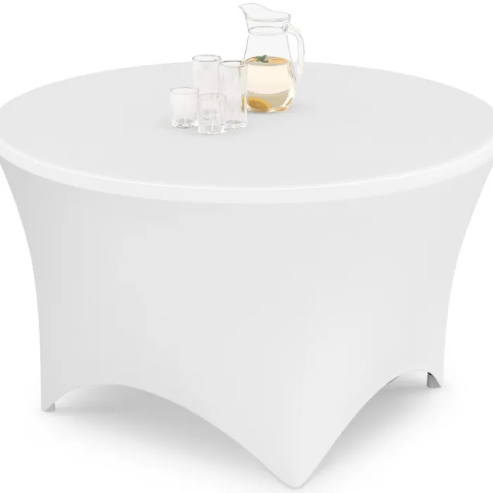 Table pliante d'appoint portable ronde 122 cm camping ou réception avec housse blanche