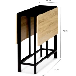 Table pliante industrielle bois et métal noir 2-4 personnes