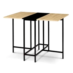 Table pliante industrielle bois et métal noir 2-4 personnes