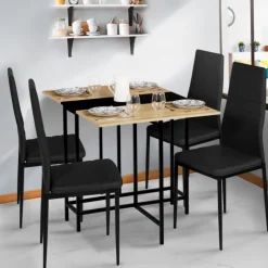 Table pliante industrielle bois et métal noir 2-4 personnes