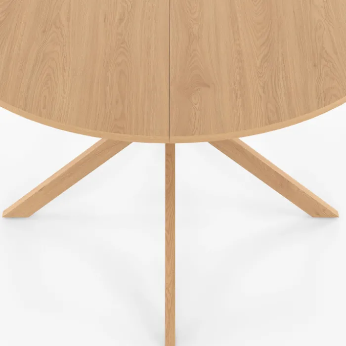 Table ronde 110 cm pour 6 personnes bois effet hêtre avec pied araignée