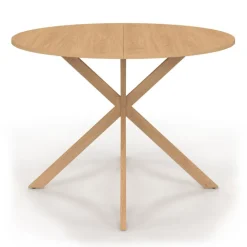Table ronde 110 cm pour 6 personnes bois effet hêtre avec pied araignée