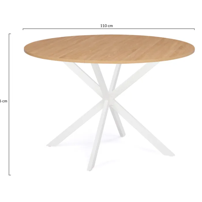 Table ronde bois et blanche 6 personnes industrielle
