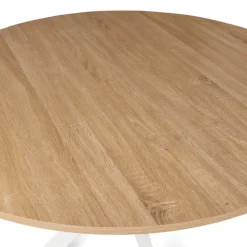 Table ronde bois et blanche 6 personnes industrielle