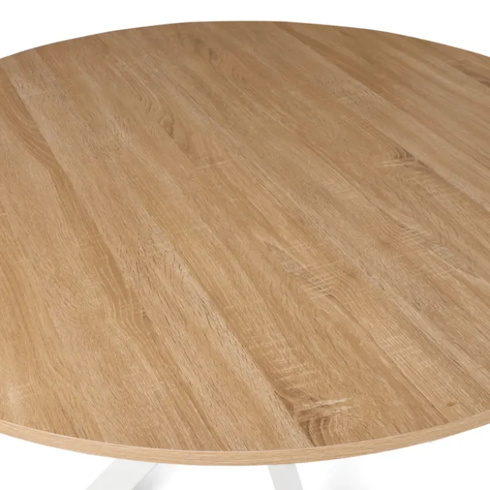 Table ronde bois et blanche 6 personnes industrielle