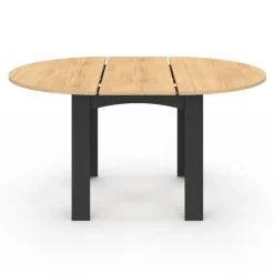 Table ronde extensible 4-8 personnes noir et bois