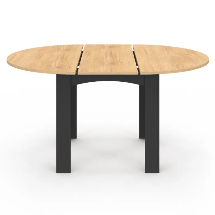 Table ronde extensible 4-8 personnes noir et bois