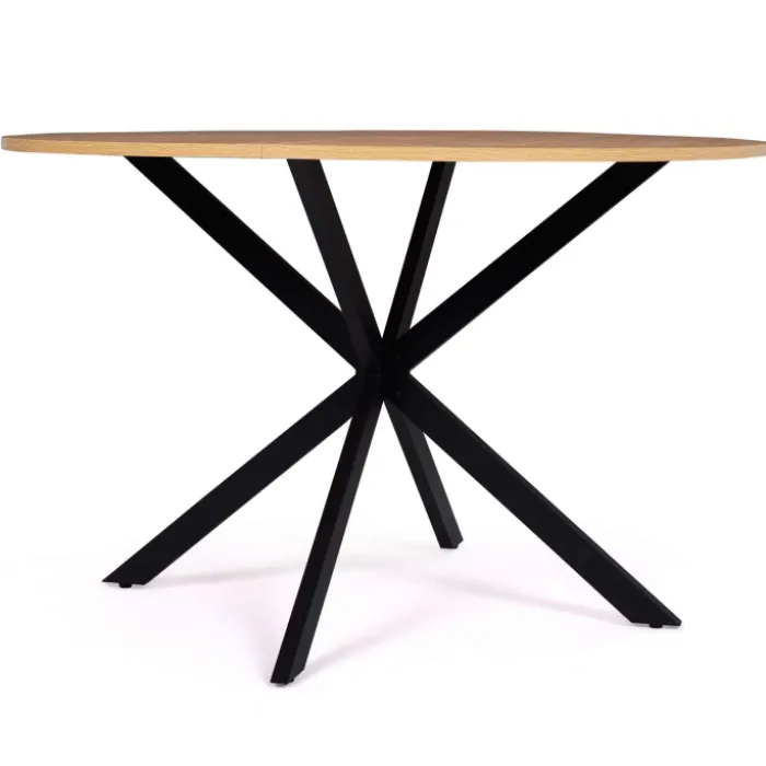 Table ronde noir et bois 4-6 personnes 110cm pied araignée