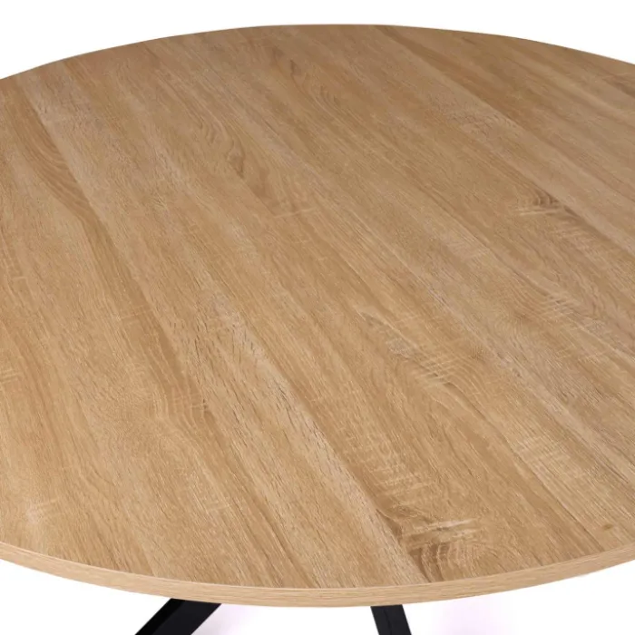 Table ronde noir et bois 4-6 personnes 110cm pied araignée