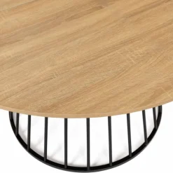 Table ronde pied filaire bois et noir 6 personnes