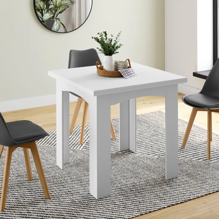 Table salle à manger extensible blanche