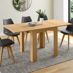 Table salle à manger extensible imitation hêtre