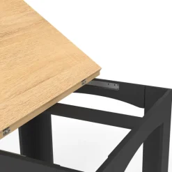 Table salle à manger extensible noire plateau façon hêtre
