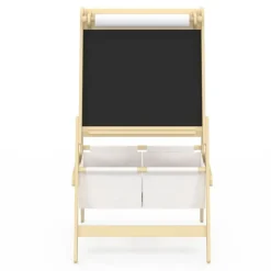 Tableau enfant 3 en 1 chevalet double face avec rouleau de papier et 2 paniers de rangement