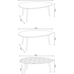 Tables basses de salon gigognes scandinaves ovales