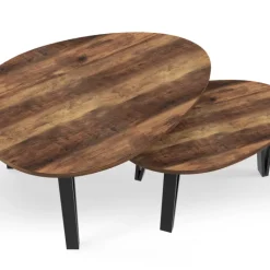 Tables basses gigognes bois et pied noir