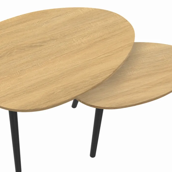 Tables basses gigognes scandinaves bois et noir - lot de 2