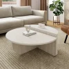 Tables basses rondes asymétriques effet travertin