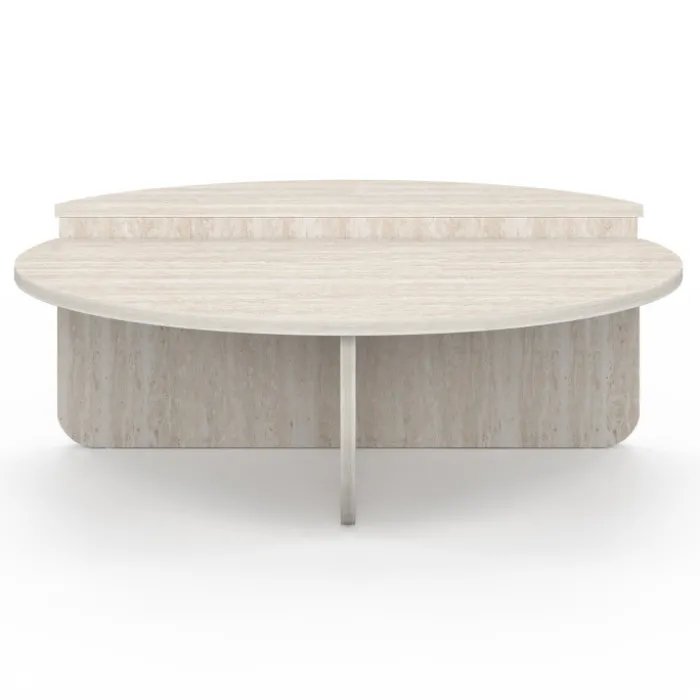 Tables basses rondes asymétriques effet travertin
