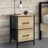 Tables de chevet 2 tiroirs en tissu style industriel - lot de 2
