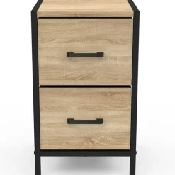 Tables de chevet 2 tiroirs en tissu style industriel - lot de 2