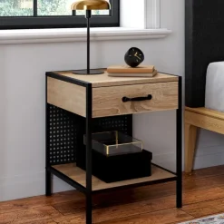 Tables de chevet acier perforé avec 1 tiroir design industriel
