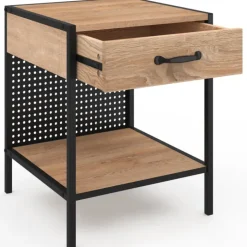 Tables de chevet acier perforé avec 1 tiroir design industriel