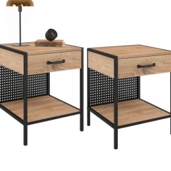 Tables de chevet acier perforé avec 1 tiroir design industriel