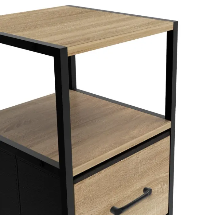 Tables de chevet avec 1 tiroir en tissu et 1 niche : lot de 2