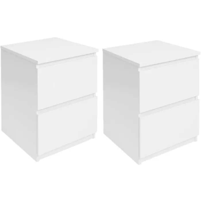 Tables de chevet bois blanc avec tiroirs