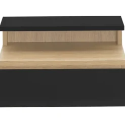 Tables de chevet murales bois façon hêtre et noires avec tiroir et tablette
