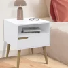 Tables de chevet scandinaves avec 1 tiroir blanches et bois