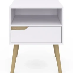 Tables de chevet scandinaves avec 1 tiroir blanches et bois