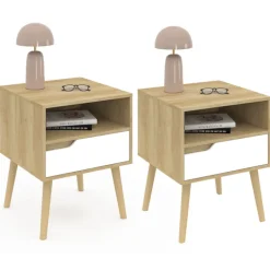 Tables de chevet scandinaves bois blanc et effet hêtre