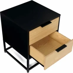 Tables de chevets noir et bois industrielles