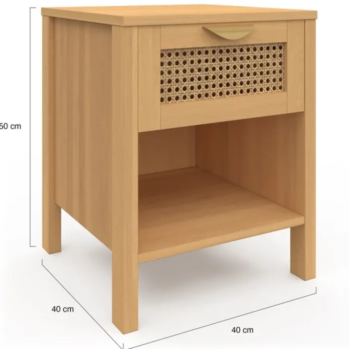 Tables de nuit en bois clair avec un tiroir et une niche