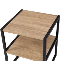 Tables de nuit industrielles bois et métal noir