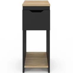 Tables de nuit noir et bois avec 1 tiroir