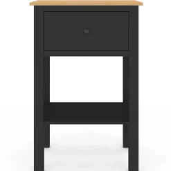 Tables de nuit noire et bois avec tiroir et tablette