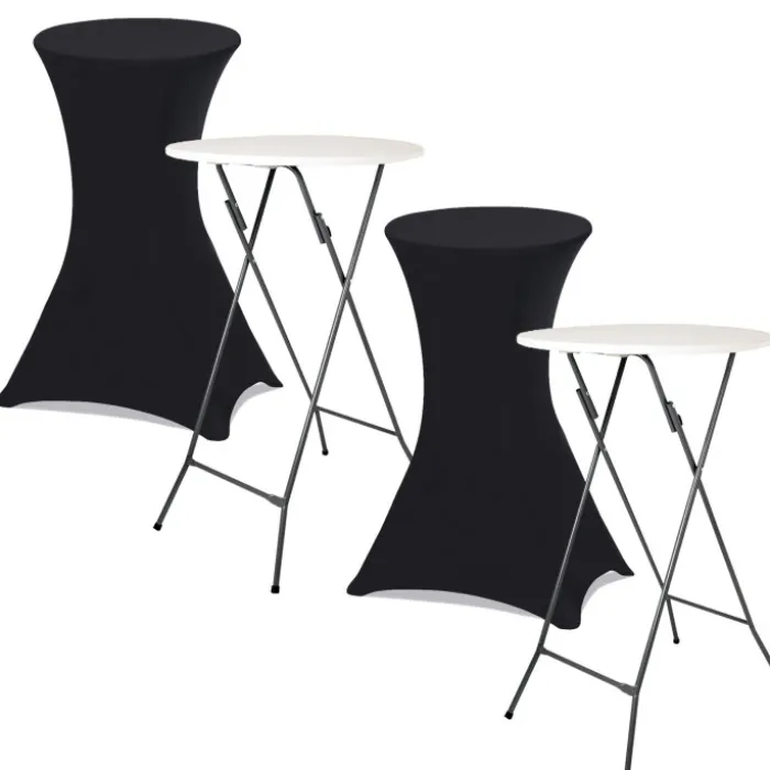 Tables hautes pliantes d’extérieur + housses noires