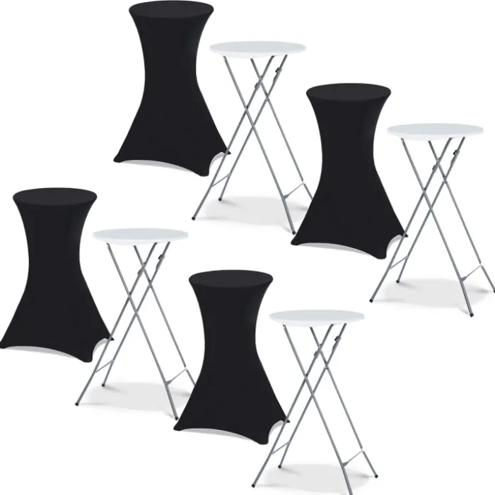 Tables mange-debout pliantes avec housse noire