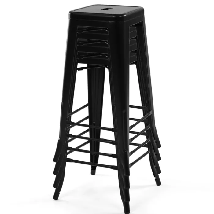Tabouret style industriel noir mat x4