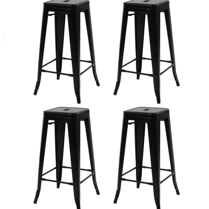 Tabouret style industriel noir mat x4