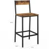 Tabourets de bar avec dossier style industriel bois foncé et noir