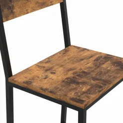 Tabourets de bar avec dossier style industriel bois foncé et noir