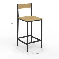 Tabourets de bar avec dossier design industriel