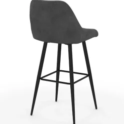 Tabourets de bar confortables en velours gris foncé avec accoudoirs