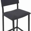 Tabourets de bar en velours et métal gris anthracite : lot de 4